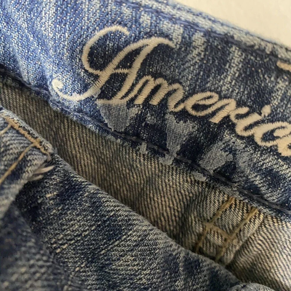 American Eagle Y2K Real Flare Jeans Womens Sz 6 Low Rise 2000s Distressed
